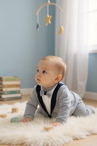SeaBubbles Tuxedo Baby Boy Jumpsuit with Bow Tie