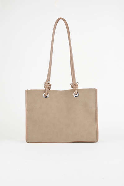 Vivaq Women's Dark Mink Bouquet 3-Compartment Suede Medium Size Lined Snap Closure Hand and Shoulder Bag