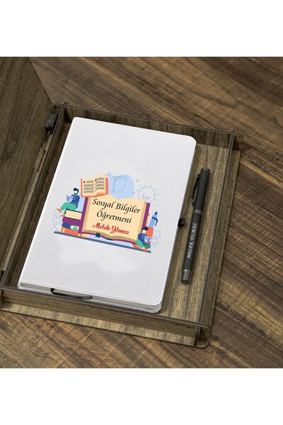 Yaprak Hediyelik Kişiye Özel Sosyal Bilgiler Öğretmeni Tasarımlı Ahşap Kutulu...