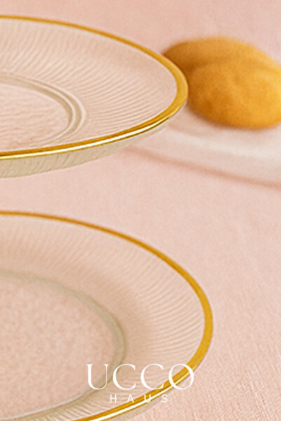 UCCO 2-Tier Sensu Premium Luxury Gold Glass Serving Plate | Tea Time Coffee Side Cake Cookies Turkish Delight Stand