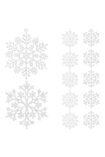 SERSIMO Snowflake Christmas tree decoration, set of 12 pieces, 9-10cm, white