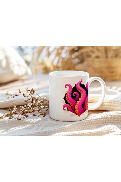 Beramussa كوب بأذرع الأخطبوط الوردي ذو المظهر ثلاثي الأبعاد - كوب بتصميم ذو ت...