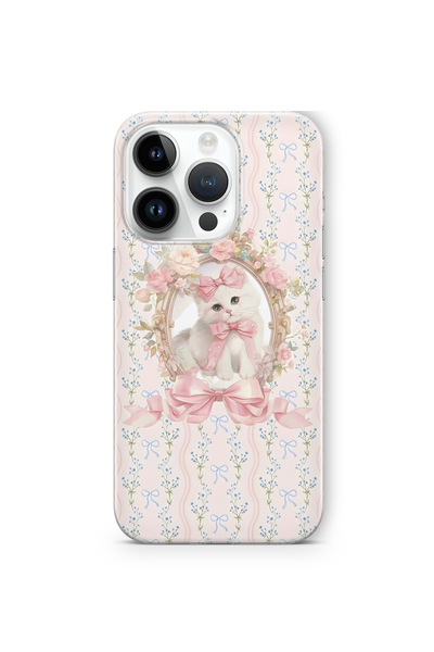 FLAMENKO iPhone 14 Pro Max Uyumlu Pembe Fiyonklu Kedi Desenli Şeffaf Telefon ...
