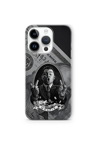 FLAMENKO iPhone 15 Pro Uyumlu Wolfie Desenli Şeffaf Telefon Kılıfı