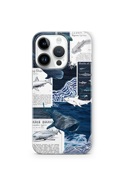 FLAMENKO iPhone 13 Pro Uyumlu Köpekbalığı ve Okyanus Tema Desenli Şeffaf Tele...