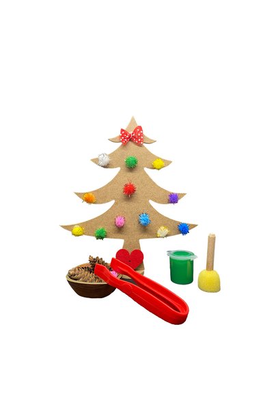 Beyaz Tavşan Oyun Evi Sensory Activity Set - Wooden Christmas Tree Ornament