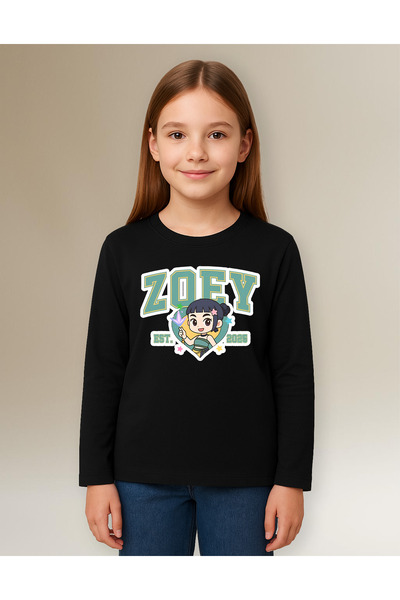 mixxi fashion Kpop Demon Hunters Huntrix Zoey Long Sleeve Printed Girls' T-Shirt (4-13 Years)