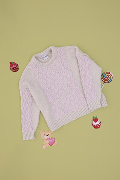 U.S. Polo Assn. Pulover pentru fete cremă supradimensionat TEKSPOR195788.5