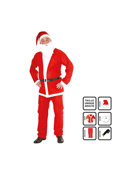 Fééric Lights and Christmas Universal Santa Claus Costume, 5-piece Felt Set, Red