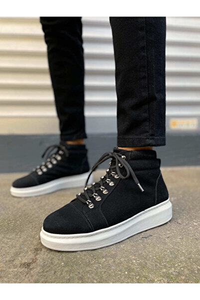 Zapatos حذاء رياضي رجالي JY206 Ottawa برباط ونعل طبي من الجلد السويدي SBT - أسود