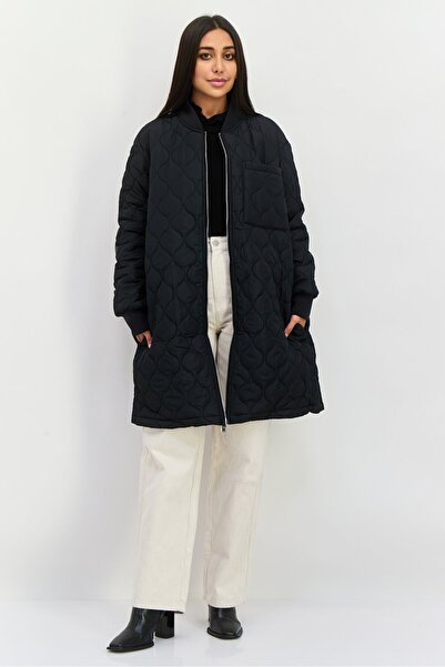 Brave Soul Women Quilted Soft Shell Jacket, Black