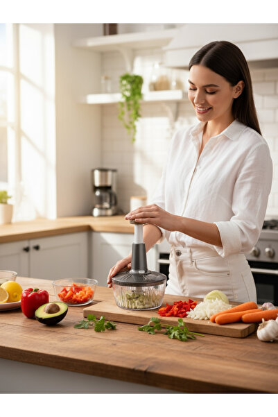 beyshome 3 Bıçaklı Solingen Paslanmaz Çelik Bıçaklı Basmalı El Rondosu Bas Kes Manuel Sebze Doğrayıcı