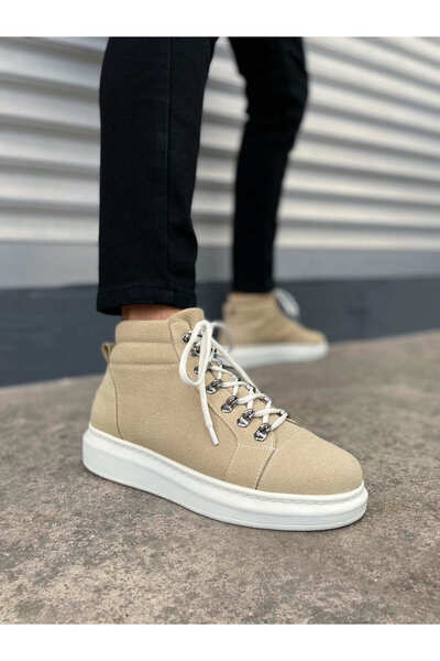 Zapatos JY206 Ottawa Bağcıklı Ortopedik Taban Süet Erkek Spor Bot SBT - Krem