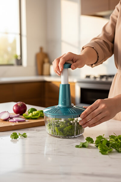 Solinger 3-Blade Solingen Stainless Steel Blade Press-Type Handheld Rondos Bas Kes Manual Vegetable Chopper