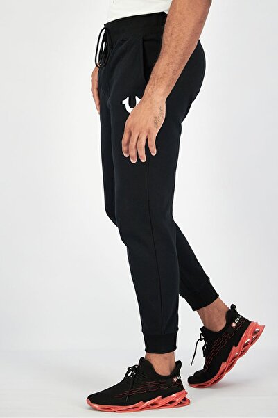 True Religion Men Pull,On Drawstring Jogger Pants, Black