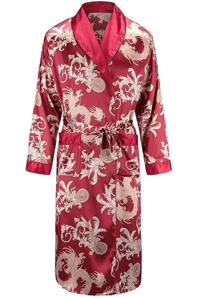 Margoun Gents Dragon Robe Gowns Pajamas Lingerie Nightgowns Men Kimono Bathrobe Hombres Pijama WP033