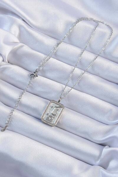 Skygo 316L Steel Chain Silver Color Zircon Stone Framed Tarot Necklace - Tj-Bko9234