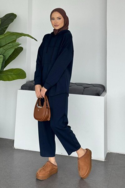 Hazamoda بدلة سالونيك مودال باللون الأزرق الداكن