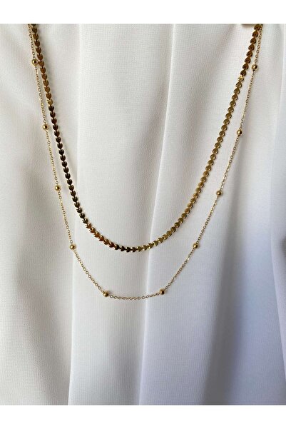 Genel Markalar 2'li Kalpli ve Dorika Zincir Detaylı Kolye