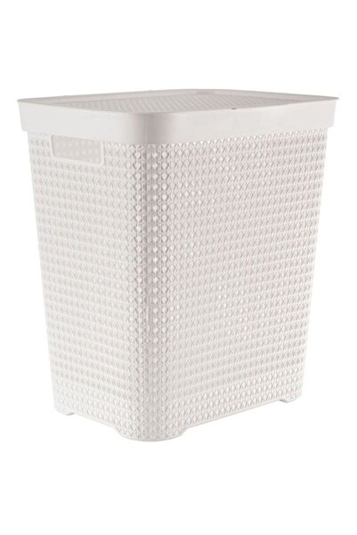 HYX سلة غسيل بلاستيكية مع غطاء، متعددة الأغراض - أبيض