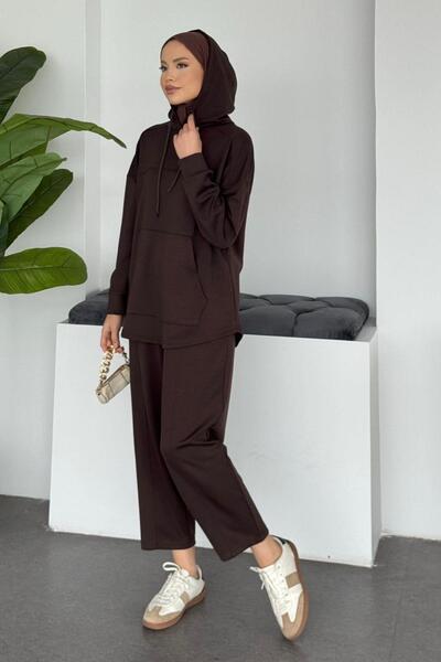 Hazamoda طقم سيلانيك مودال بني