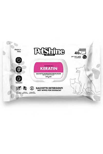 petshine مناديل مبللة بالكيراتين للكلاب والقطط - 40 وحدة، 30×20 سم