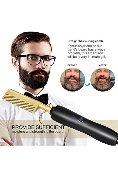 Generic Hot Comb Hair Straightener Pro Electric Beard Straightener Comb Heat Pressing (US)