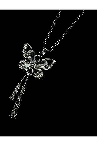 DÜKKAN DESİGN TAŞLI KELEBEK ÇELİK KOLYE