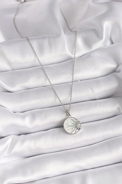 Skygo 316L Steel Silver Color Chain White Pearlescent Sunset Model Women's Necklace - Tj-Bko9483