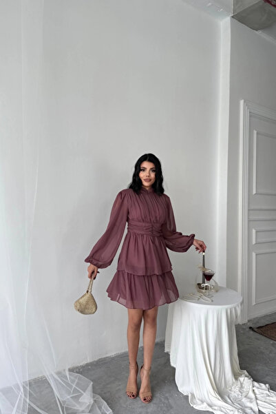 Genel Markalar ŞİFON KATLI UZUN KOL ELBİE Pudra * Sevgililer Günü Özel