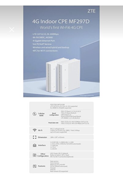 ZTE SUPERBOX PLUG PLAY MF297D CAT12 sim kartlı