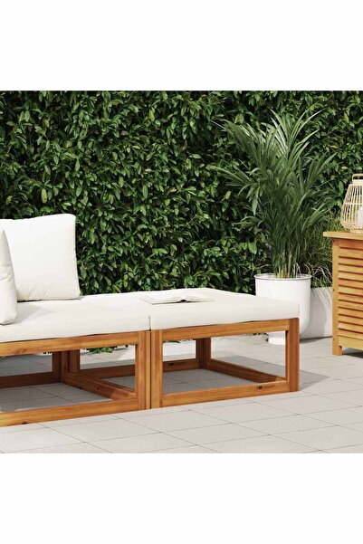 vidaxl Footrest with Cream White Cushion Solid Acacia Wood