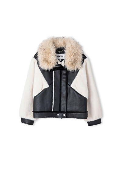 İpekyol Fabric Mix Colorblock Coat