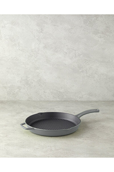 Hecha Demir Döküm Yuvarlak Grill Tava 28x4 cm Gri