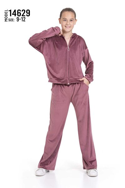 Toçka Girl's Suit Velvet Fabric Soft and Pleasant to the Touch Simple Zipper Hoodie