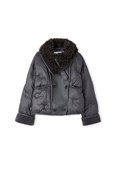 İpekyol Kontrast dokulu teknik kumaş mont