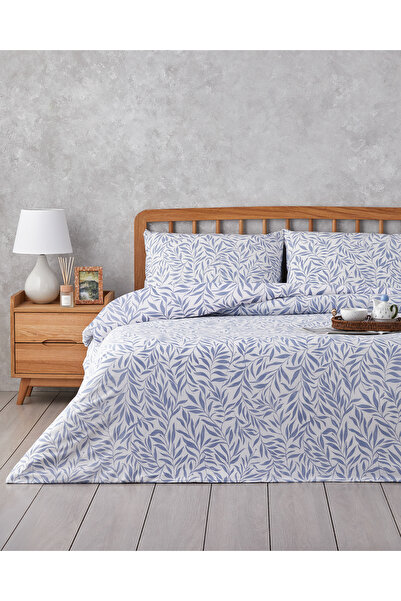 English Home Leaf Dream Kolay Ütülenir Çift Kişilik Nevresim Takımı 200x220 cm Mavi