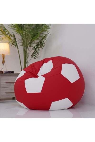 Danube Home Oxford XXL Bean Bag Chair - Football Pattern Red/White - Comfortable Foam Seating - 2 Year Warranty