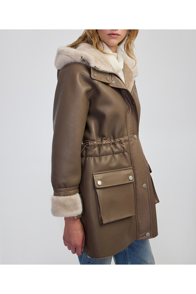 İpekyol Suni kürk mix ayarlanabilir bel mont