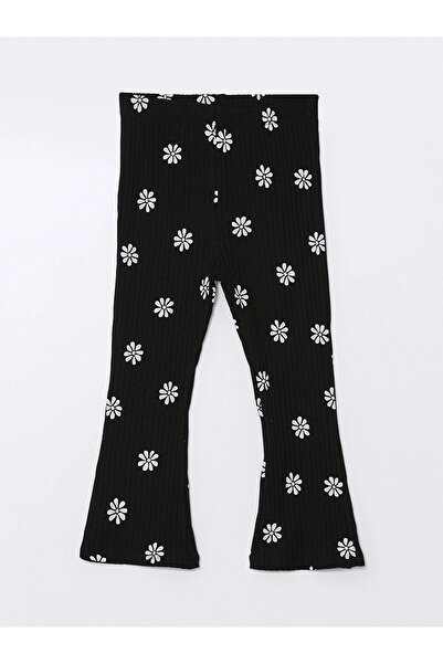 LC Waikiki Κολάν για κοριτσάκια LCW Kids Μαύρο ελαστικό στη μέση με λουλούδια...