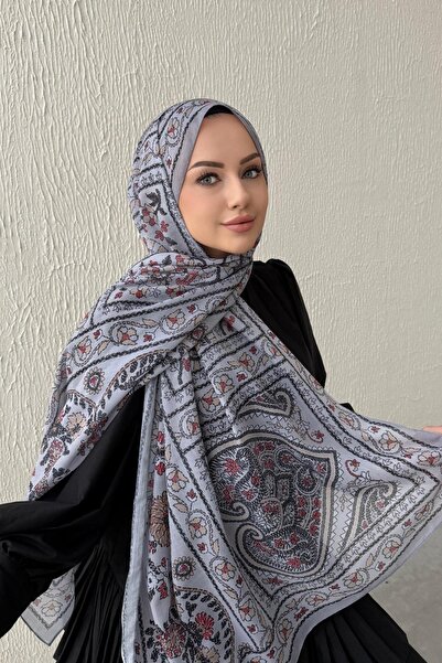 Byedauzunlar شال ميهريماه الرمادي من الحرير المودال البوهيمي