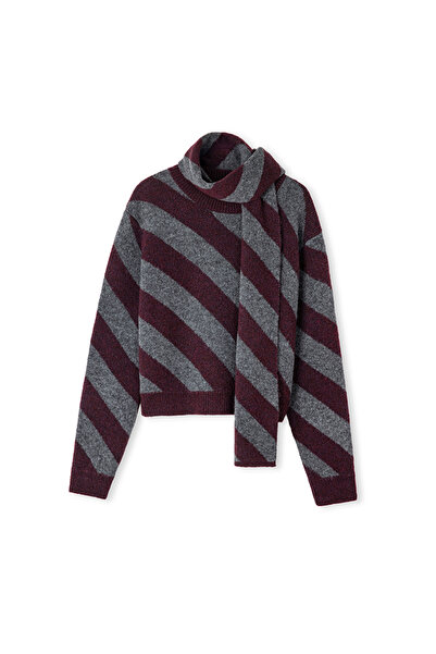 İpekyol Atkılı çizgi desen triko