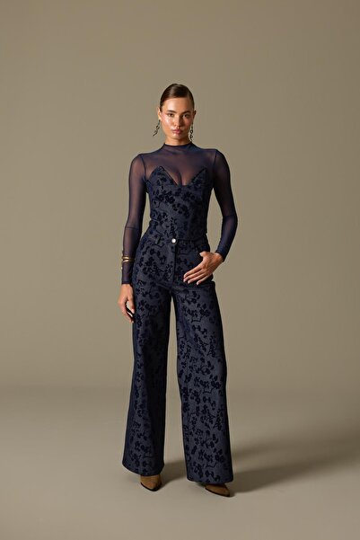 NOK İSTANBUL Denim Blossom Pants Denim-Dark Blue