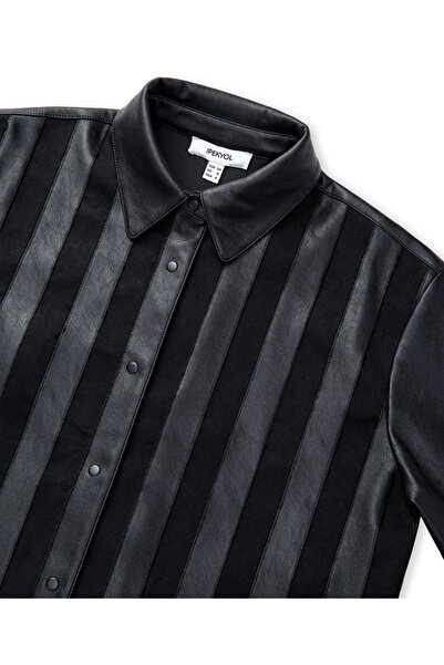 İpekyol Faux Leather Mix Shirt Jacket