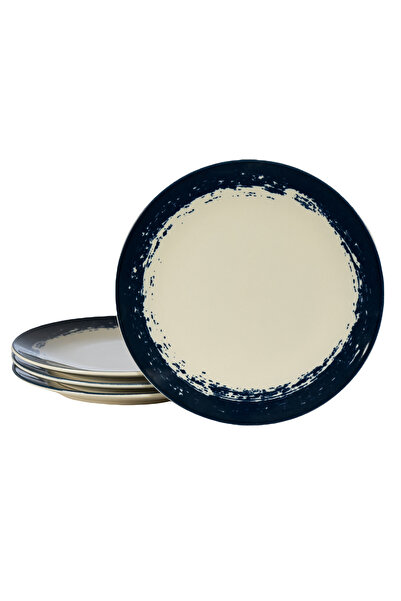 Cesiro Maritim - Set de 4 farfurii de desert, 20 cm, alb-ivoriu cu albastru marin