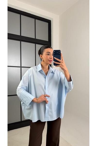Gaus Blue Bat Sleeve Poplin Shirt Gaus-00545