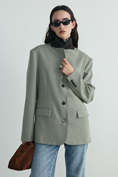 Suud Collection Green Julie Plaid Blazer Jacket