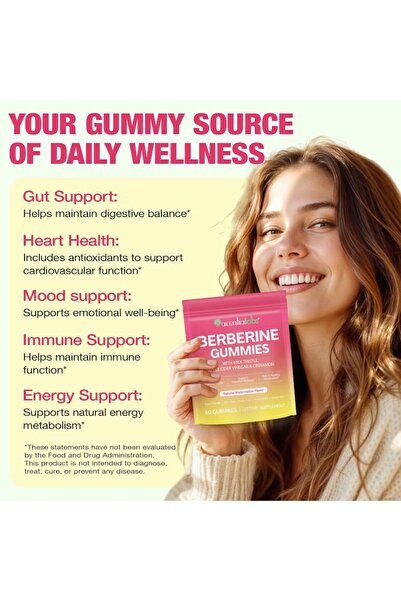 ALHENA Berberine all-in-1 weight-loss gummies with berberine extract, apple cider & milk thistle, 60 pcs