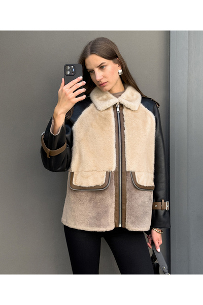 İpekyol Faux Fur Mix Colorblock Coat