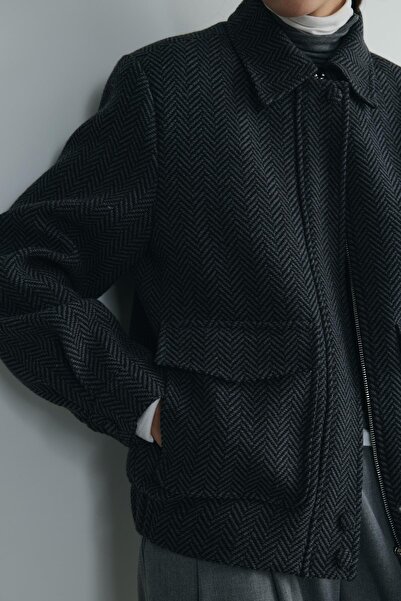 Suud Collection Smoked Alder Cashmere Bomber Jacket